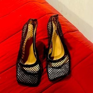 Black squared toe fishnet heals bought from a vintage store for $30